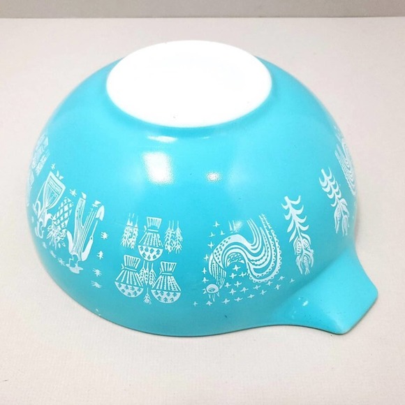 Pyrex Butterprint 4 Qt Cinderella Bowl 444, Turquoise Pyrex - Picture 3 of 7